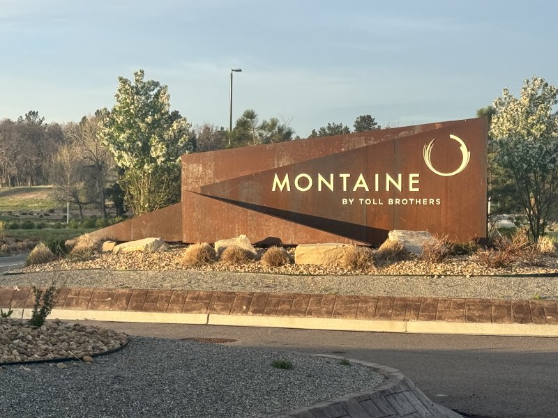 Custom stone and masonry monument sign at Montaine