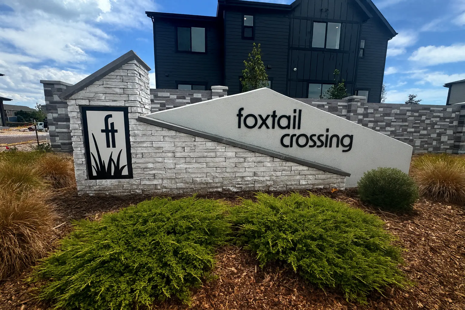 Foxtail Crossing modern residential entrance monument sign