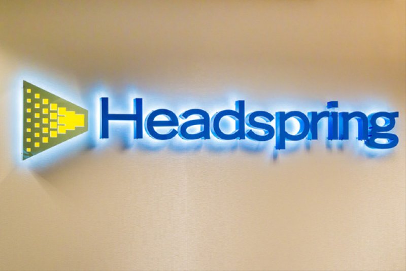 Headspring blue dimensional lettering and emblem with halo illumination
