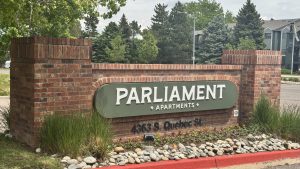 Refurbished illuminated monument sign at Parliament Apartments